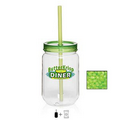 25 Oz. Mason Jar with Corporate Color Jelly Beans - Green
